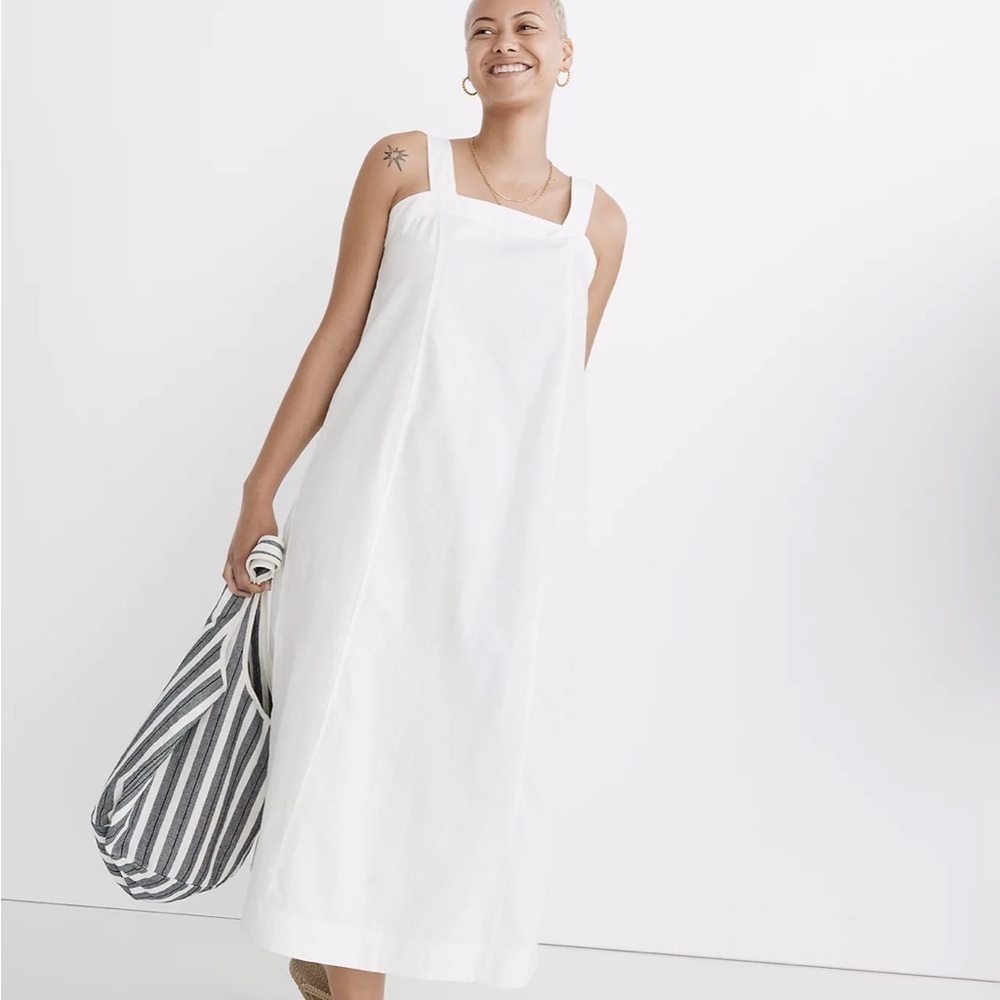 Madewell midi dress linen cotton princess seamed lighthouse